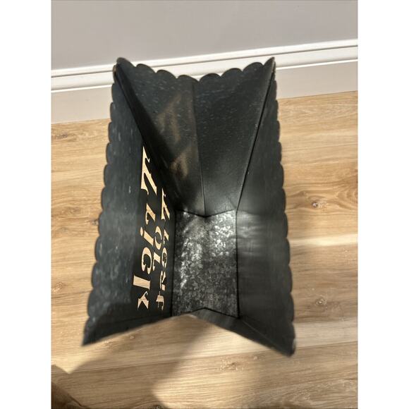 Halloween Candle Holder Galvanized Metal “Trick Or Treat” 7.5x4.75x15” - Picture 8 of 10